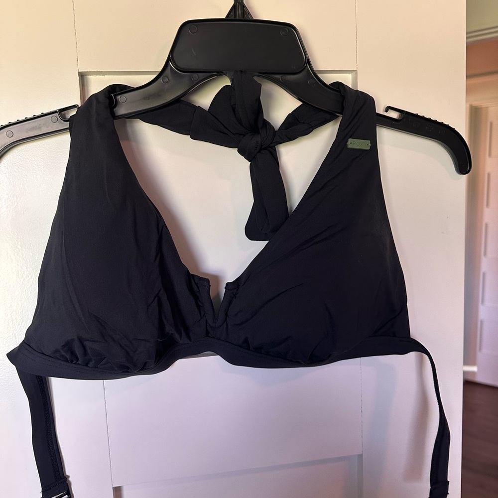 Roxy Black Halter Bikini Top